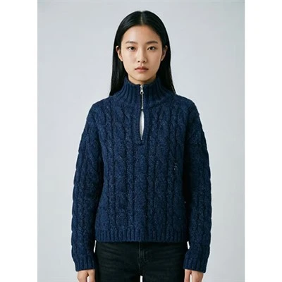 Ib nrab Zip Cable Knit Sweater