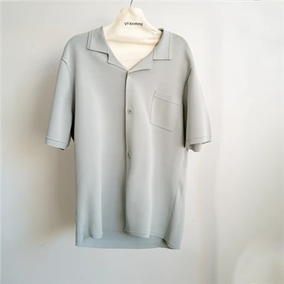 Knit Short Sleeve Button Down