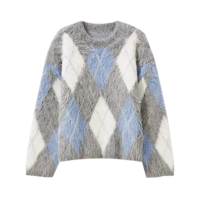 Poj niam Designer Mohair Blend Xov Paj Tie Dye Sweater