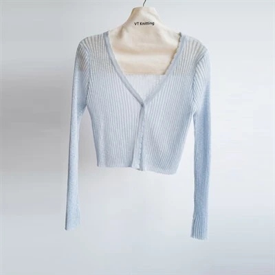 Lub teeb yuag paj rwb Knit Cardigan