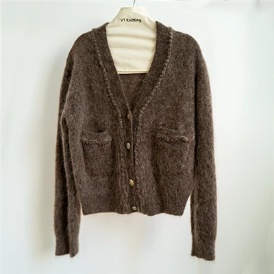 V Neck Fluffy Knit Sweater